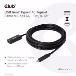 CLUB3D CAC-1536 câble USB 5 m USB 3.2 Gen 2 (3.1 Gen 2) USB C USB A Noir - Vue supplémentaire 4