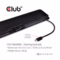 CLUB3D CSV-1564W65 station d'accueil USB 3.2 Gen 1 (3.1 Gen 1) Type-C Noir - Vue supplémentaire 6
