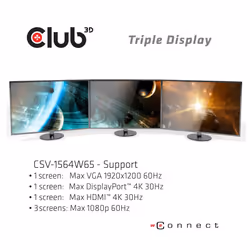 CLUB3D CSV-1564W65 station d'accueil USB 3.2 Gen 1 (3.1 Gen 1) Type-C Noir - Vue supplémentaire 7