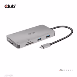 CLUB3D CSV-1594, USB 3.2 Gen 1 (3.1 Gen 1) Type-C, 100 W, 10,100,1000 Mbit/s, Noir, Gris, MicroSD (TransFlash), SD, 60 Hz