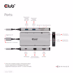 CLUB3D CSV-1594 station d'accueil USB 3.2 Gen 1 (3.1 Gen 1) Type-C Noir, Gris - Vue supplémentaire 10