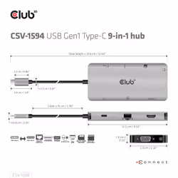 CLUB3D CSV-1594 station d'accueil USB 3.2 Gen 1 (3.1 Gen 1) Type-C Noir, Gris - Vue supplémentaire 11