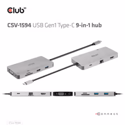 CLUB3D CSV-1594 station d'accueil USB 3.2 Gen 1 (3.1 Gen 1) Type-C Noir, Gris - Vue supplémentaire 13