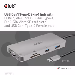 CLUB3D CSV-1594 station d'accueil USB 3.2 Gen 1 (3.1 Gen 1) Type-C Noir, Gris - Vue supplémentaire 8