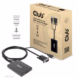 CLUB3D CAC-1720, 0,6 m, HDMI Type A (Standard), VGA (D-Sub) + USB, Femelle, Mâle, Droit
