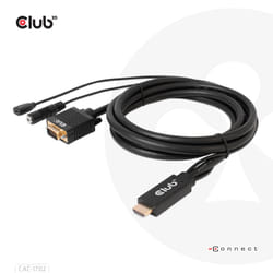 CLUB3D CAC-1712 câble vidéo et adaptateur 2 m VGA (D-Sub) + 3,5 mm HDMI + Micro-USB Noir
