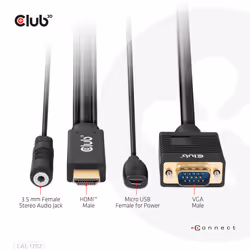 CLUB3D CAC-1712 câble vidéo et adaptateur 2 m VGA (D-Sub) + 3,5 mm HDMI + Micro-USB Noir - Vue supplémentaire 7