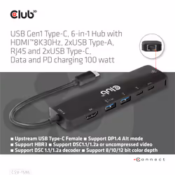CLUB3D CSV-1596 station d'accueil USB 3.2 Gen 1 (3.1 Gen 1) Type-C Noir - Vue supplémentaire 7