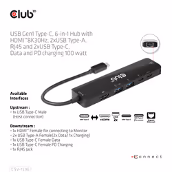 CLUB3D CSV-1596 station d'accueil USB 3.2 Gen 1 (3.1 Gen 1) Type-C Noir - Vue supplémentaire 8
