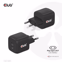 CLUB3D CAC-1909EU, Intérieure, Secteur, 20 V, Noir