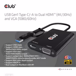 CLUB3D CSV-1611 adaptateur graphique USB 3840 x 2160 pixels Noir - Vue supplémentaire 7