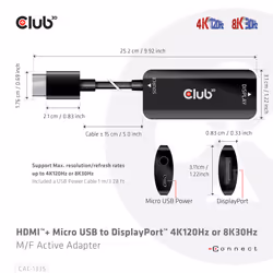 CLUB3D CAC-1335 câble vidéo et adaptateur 1 m HDMI + USB DisplayPort - Vue supplémentaire 11
