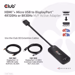 CLUB3D CAC-1335 câble vidéo et adaptateur 1 m HDMI + USB DisplayPort - Vue supplémentaire 13