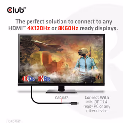 CLUB3D CAC-1187 câble vidéo et adaptateur 1,8 m Mini DisplayPort HDMI Noir - Vue supplémentaire 5