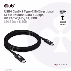CLUB3D CAC-1578 câble USB 2 m USB4 Gen 3x2 USB C Noir