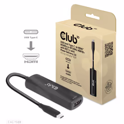 CLUB3D CAC-1588, 0,17 m, USB Type-C, HDMI, Mâle, Femelle, Droit