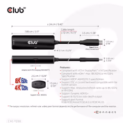 CLUB3D CAC-1588 câble vidéo et adaptateur 0,17 m USB Type-C HDMI Noir - Vue supplémentaire 6