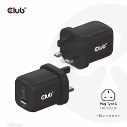 CLUB3D CAC-1913 chargeur d'appareils mobiles Téléphone portable, Ordinateur portable, Smartphone, Universel Noir Secteur Charge rapide Intérieure