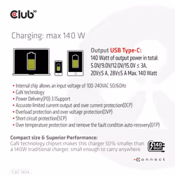 CLUB3D CAC-1914 chargeur d'appareils mobiles Moniteur vidéo pour bébé, Tondeuse pour barbe, Caméscope numérique, Caméra Numérique, Manettes de jeu, Écouteurs, Casque, Téléphone portable, Ordinateur portable, Chargeur électrique, Smartphone, Smartwatch, Tablette, Universel, Montre, Portables Noir Secteur, USB Intérieure - Vue supplémentaire 4