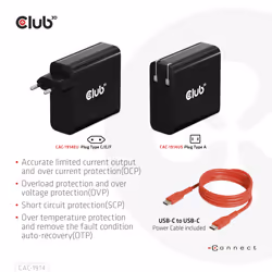 CLUB3D CAC-1914 chargeur d'appareils mobiles Moniteur vidéo pour bébé, Tondeuse pour barbe, Caméscope numérique, Caméra Numérique, Manettes de jeu, Écouteurs, Casque, Téléphone portable, Ordinateur portable, Chargeur électrique, Smartphone, Smartwatch, Tablette, Universel, Montre, Portables Noir Secteur, USB Intérieure - Vue supplémentaire 8