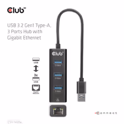 CLUB3D CSV-1430a Avec fil USB 3.2 Gen 1 (3.1 Gen 1) Type-A Noir - Vue supplémentaire 8