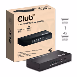 CLUB3D Umschalter, HDMI, 4x HDMI, 3840 x 2160 pixels, Noir, 4K Ultra HD, 1.4/2.2