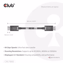 CLUB3D CAC-1092 câble DisplayPort 1,6 m Noir - Vue supplémentaire 4