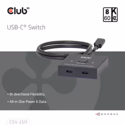 CLUB3D CSV-2511 répartiteur vidéo USB Type-C 2x DisplayPort - Vue supplémentaire 4