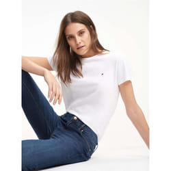 T-shirt - TOMMY HILFIGER - WW0WW22043 - Femme - Blanc - Manches courtes - Ajusté