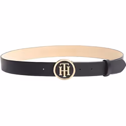 Ceinture - Tommy Hilfiger - Round Bucle - Cuir Authentique - Noir - Largeur 3 cm