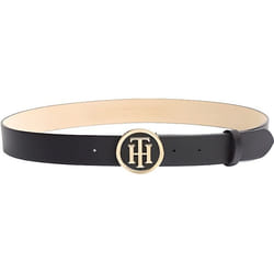 Ceinture - Tommy Hilfiger - Round Bucle - Cuir Authentique - Noir - Largeur 3 cm