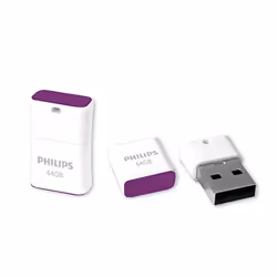 Philips FM64FD85B/00, 64 Go, USB Type-A, 2.0, Casquette, Violet, Blanc