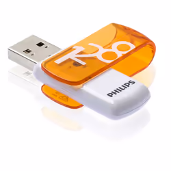 Philips FM12FD05B, 128 Go, USB Type-A, 2.0, Pivotant, 8 g, Orange, Blanc