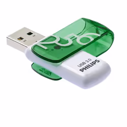 Philips FM25FD00B/00, 256 Go, USB Type-A, 3.2 Gen 1 (3.1 Gen 1), Pivotant, 8 g, Vert, Blanc