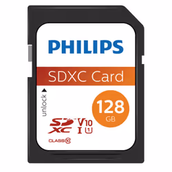 Philips FM12SD55B/00, 128 Go, SDXC, Classe 10, UHS-I, 80 Mo/s, Class 1 (U1)
