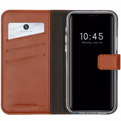 Selencia iP12-6142236805, Étui avec portefeuille, Apple, iPhone 12 Pro, iPhone 12, 15,5 cm (6.1"), Marron