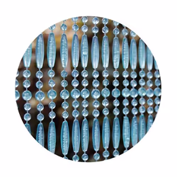 Rideau de porte en perles bleues et transparentes Frejus 100x230 cm