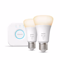 Philips Hue Kit de démarrage : 2 ampoules connectées E27 (1100), Kit d'éclairage intelligent, Bluetooth/Zigbee, Blanc, LED, E ...