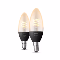 Philips Hue White Bougie - Ampoule connectée E14 - (pack de 2), Ampoule intelligente, Noir, Bluetooth/Zigbee, LED, E14, Lumiè ...
