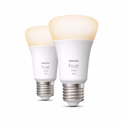 Philips Hue White A60 - Ampoule connectée E27 - 800 (lot de 2), Ampoule intelligente, Bluetooth/Zigbee, Blanc, LED intégrée,  ...