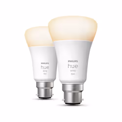 Philips Hue White A60 - Ampoule connectée B22 - 800 (pack de 2), Ampoule intelligente, Blanc, Bluetooth/Zigbee, LED, B22, Bla ...