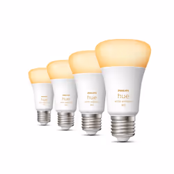 Philips Hue White ambiance A60 - Ampoule connectée E27 - 800 (pack de 4), Ampoule intelligente, Bluetooth/Zigbee, Blanc, LED, ...