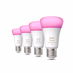 Philips Hue White and Color ambiance A60 - Ampoule connectée E27 - 800 (pack de 4), Ampoule intelligente, Bluetooth/Zigbee, B ...
