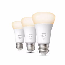 Philips Hue White A60 - Ampoule connectée E27 - 800 (pack de 3), Ampoule intelligente, Blanc, Bluetooth/Zigbee, LED, E27, Bla ...