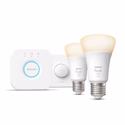 Philips Hue White Kit de démarrage : 2 ampoules connectées E27 (1100) + bouton connecté, Kit d'éclairage intelligent, Blanc,  ...