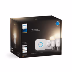 Philips Hue White Kit de démarrage : 2 ampoules connectées E27 (1100) + bouton connecté