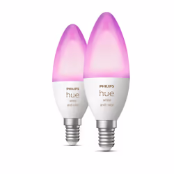Philips Hue White and Color ambiance Flamme - Ampoule connectée E14 - (pack de 2), Ampoule intelligente, Bluetooth/Zigbee, Bl ...