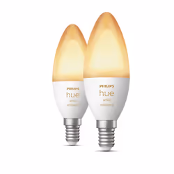 Philips Hue White ambiance Flamme - Ampoule connectée E14 - (pack de 2), Ampoule intelligente, Bluetooth/Zigbee, Blanc, LED i ...