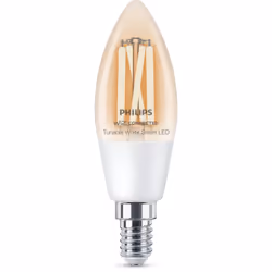 Philips Ampoule flamme filament transparente 4,9 W (éq. 40 W) C35 E14, Ampoule intelligente, Transparent, Blanc, LED, E14, Bl ...