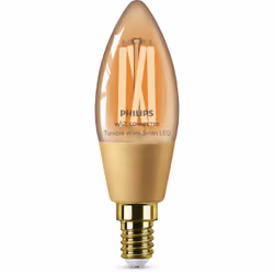 Philips Ampoule flamme filament ambre 4,9 W (éq. 25 W) C35 E14, Ampoule intelligente, Or, Translucide, LED, E14, Blanc, 2000 ...